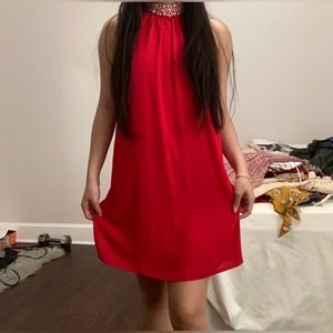 Red Beaded Chiffon Dillard’s Dress